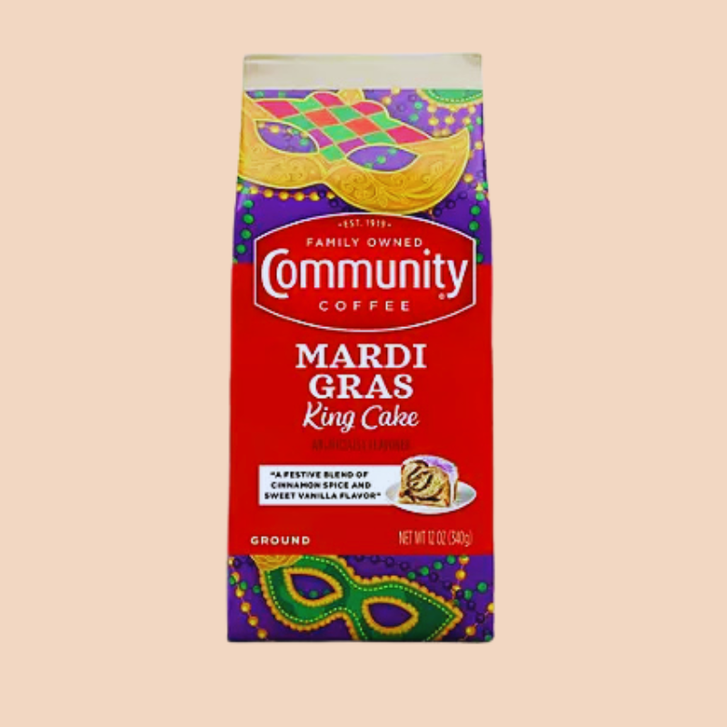 Community Coffee Ground Coffee, Mardi Gras King Cake, 32 oz.