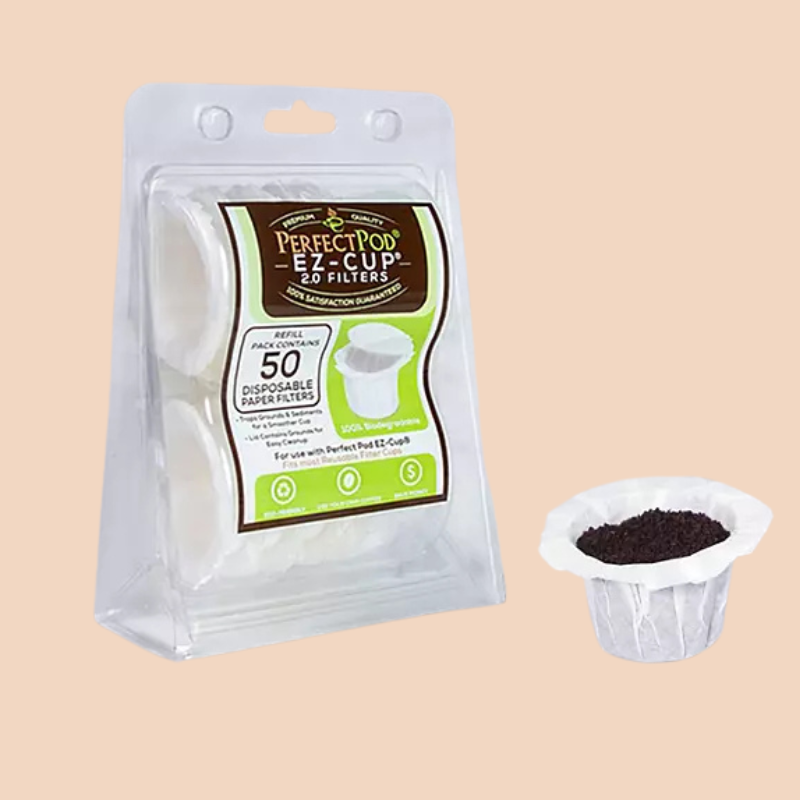 Perfect Pod EZ-Cup 2.0 Filters Disposable 100% Biodegradable Single Serve Paper Coffee Filters, 200 Ct
