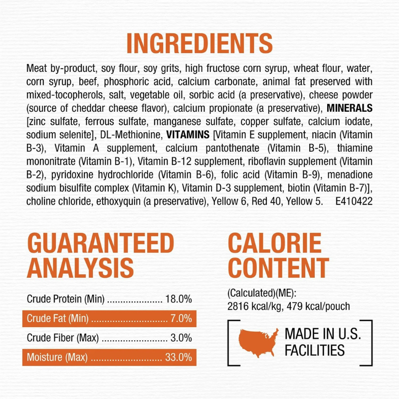 Purina Moist & Meaty Burger with Cheddar Cheese Flavor, Adult Dog Food, 6 oz., 60 ct.
