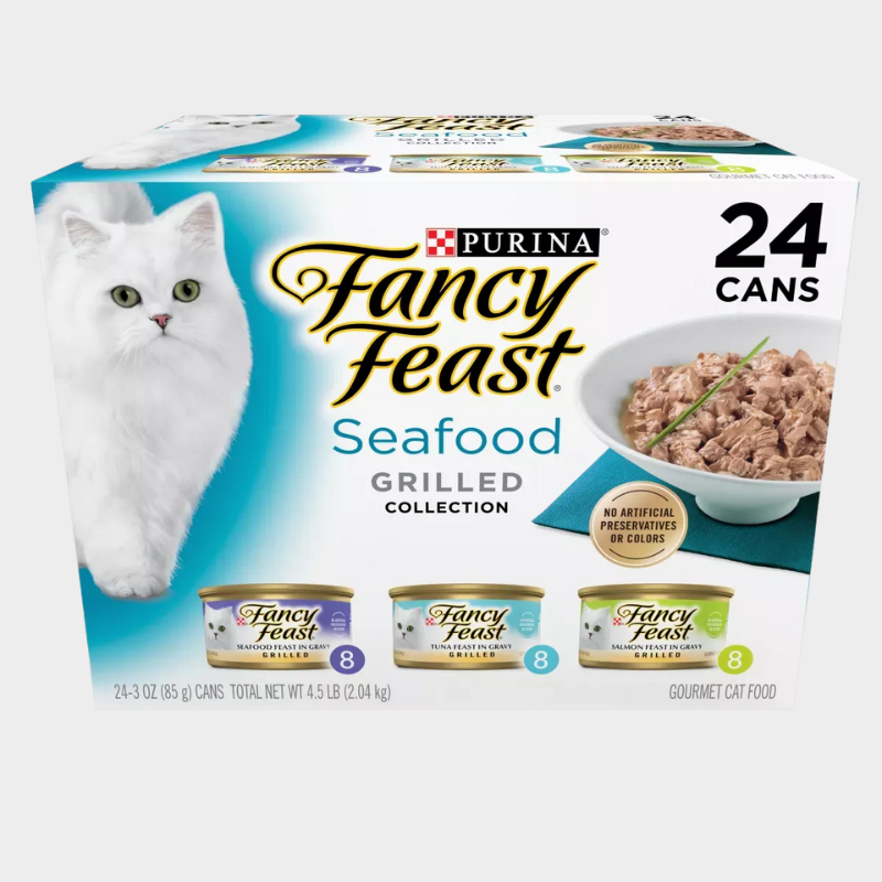 Purina Fancy Feast Variety Pack Fish, Seafood, Tuna and Salmon Flavor Gravy Wet Cat Food Cans - 3oz/24ct