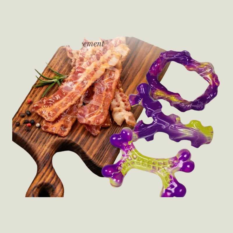 Itopfox Tough Dog Toys for Aggressive Chewers 3 Pack, Indestructible Dog Toy for Large Dogs, Bacon Flavored, Keeps Dogs Busy
