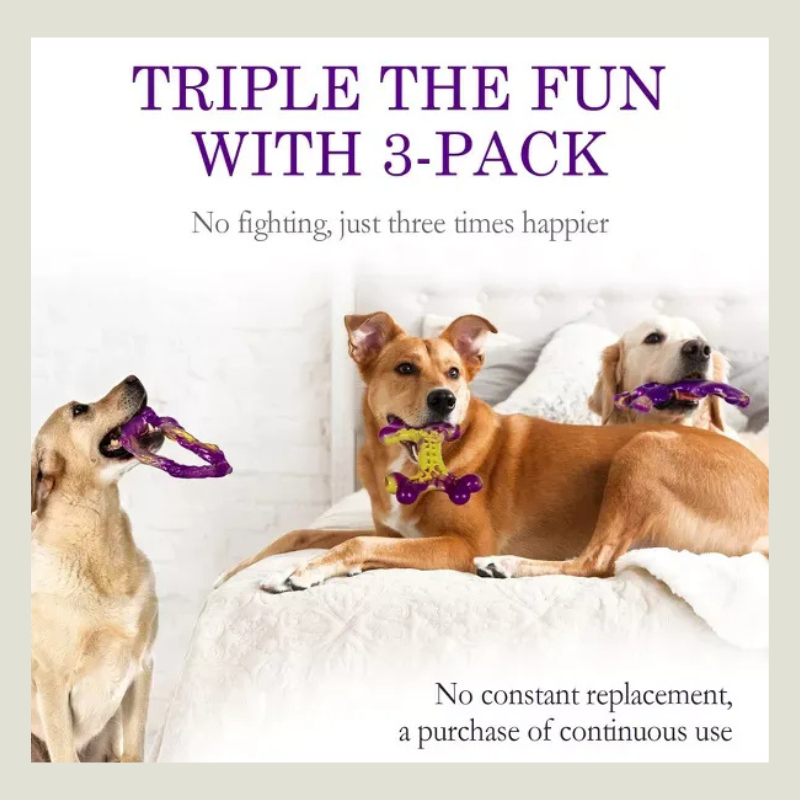 Itopfox Tough Dog Toys for Aggressive Chewers 3 Pack, Indestructible Dog Toy for Large Dogs, Bacon Flavored, Keeps Dogs Busy