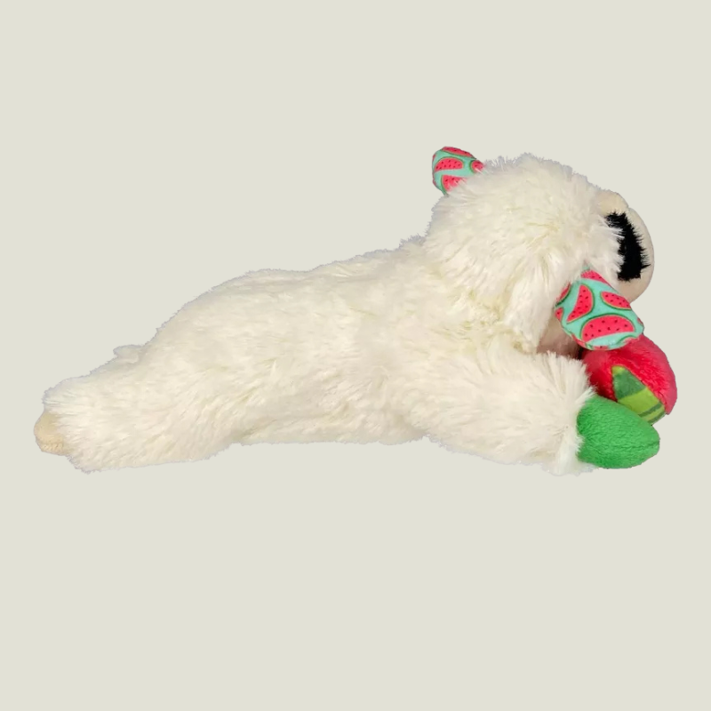 Multipet 8" Lamb Chop with Watermelon Interactive Plush Dog Toy