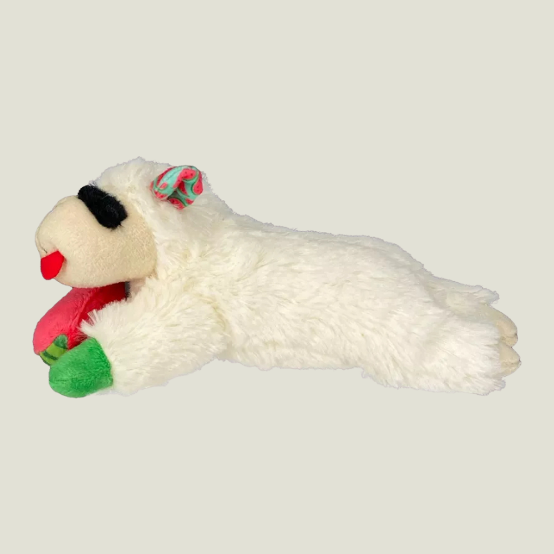 Multipet 8" Lamb Chop with Watermelon Interactive Plush Dog Toy