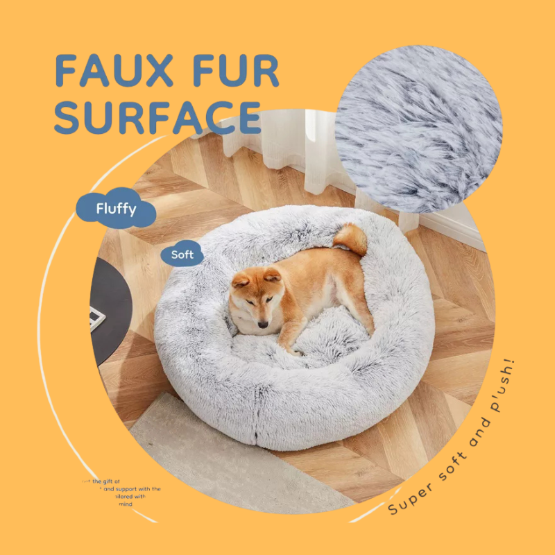 JIONJOY Round Dog Bed: Grey Pet Sofa Bed with Supportive Foam and Removable & Washable Coverr