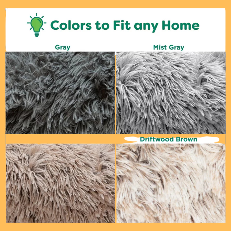 FurHaven Calming Cuddler Long Fur Donut Dog Bed