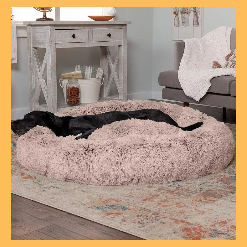 FurHaven Calming Cuddler Long Fur Donut Dog Bed