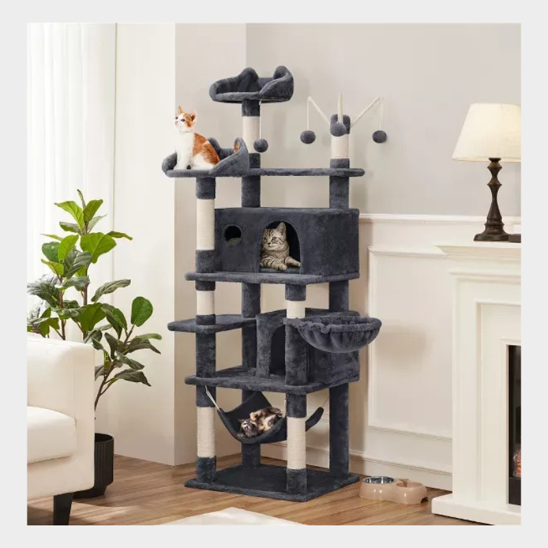 Yaheetech 67″ H Cat Tree Cat Tower, Multi-Level Cat Play House, Climbing Tree
