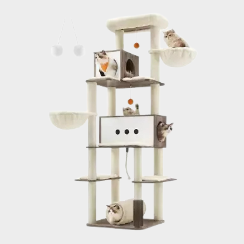 Yaheetech 67″ H Cat Tree Cat Tower, Multi-Level Cat Play House, Climbing Tree