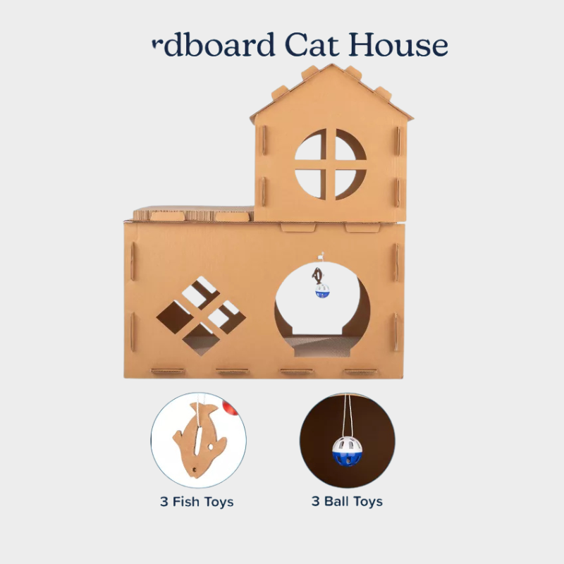 PETMAKER Cardboard Cat House with Scratching Pads