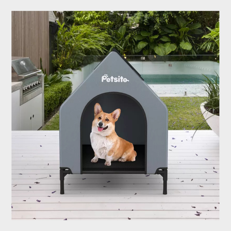 Tangkula 36" Elevated Dog House for Small Breeds Large Pet House w/ Ventilated Windows