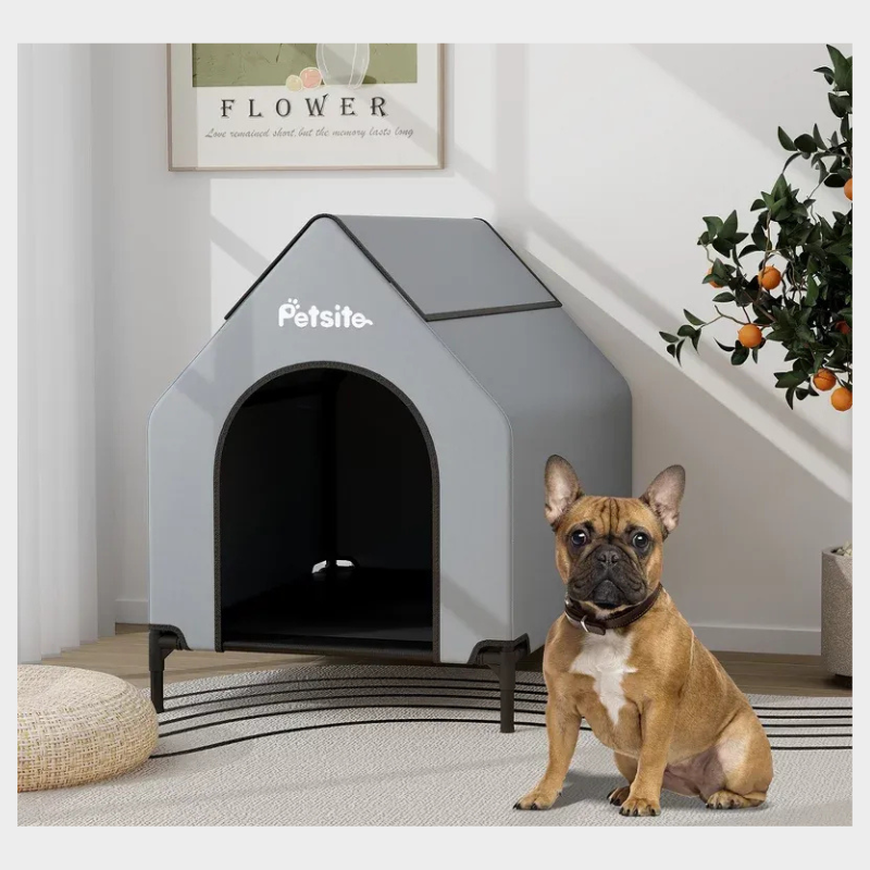 Tangkula 36" Elevated Dog House for Small Breeds Large Pet House w/ Ventilated Windows
