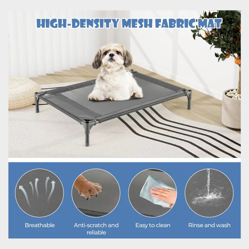 Tangkula 36" Elevated Dog House for Small Breeds Large Pet House w/ Ventilated Windows