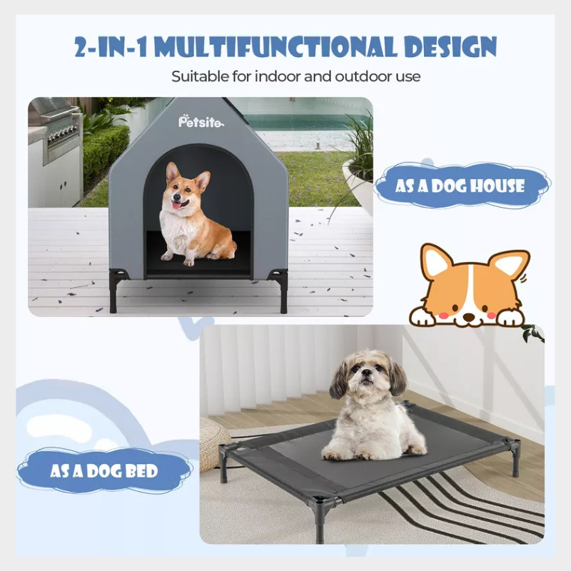 Tangkula 36" Elevated Dog House for Small Breeds Large Pet House w/ Ventilated Windows