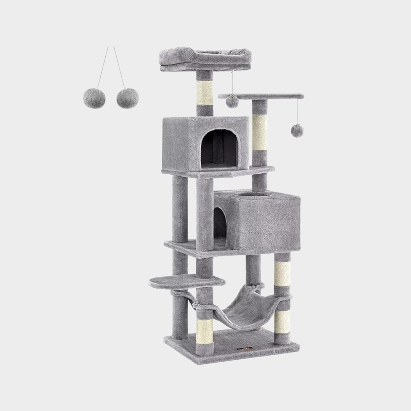 61"/75.2"H Cat Tree Cat Tower for Indoor Cats, Plush Multi-Level Cat Condo with Scratching Posts, Perches, Caves, Hammock