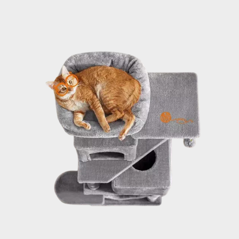 61"/75.2"H Cat Tree Cat Tower for Indoor Cats, Plush Multi-Level Cat Condo with Scratching Posts, Perches, Caves, Hammock