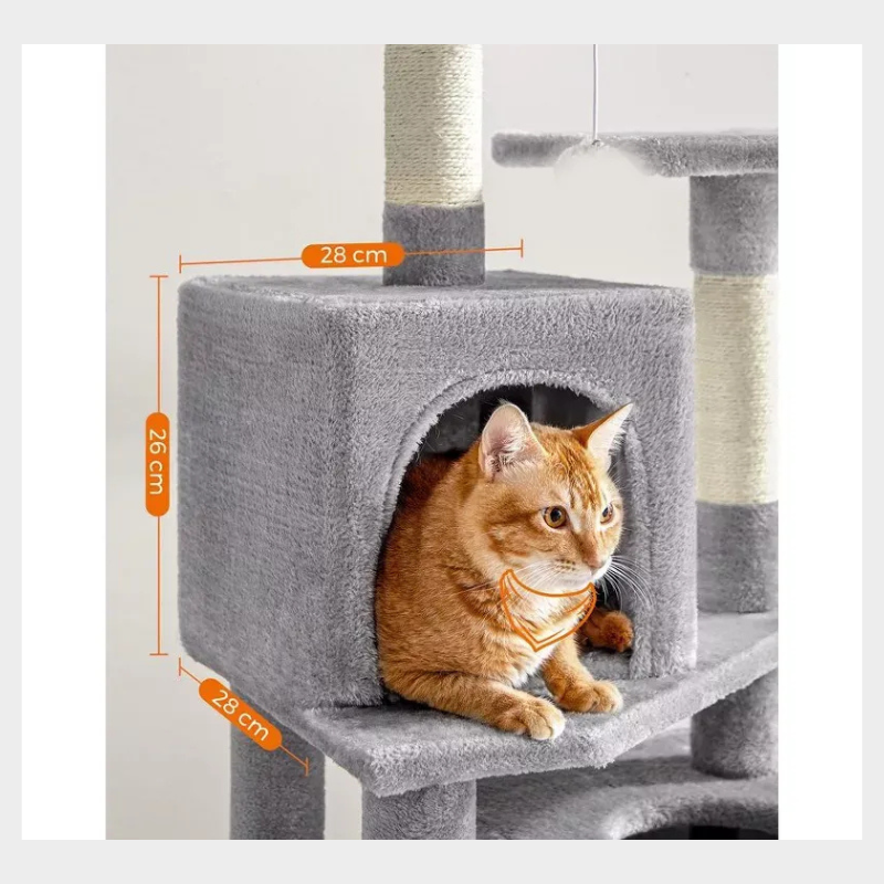 61"/75.2"H Cat Tree Cat Tower for Indoor Cats, Plush Multi-Level Cat Condo with Scratching Posts, Perches, Caves, Hammock