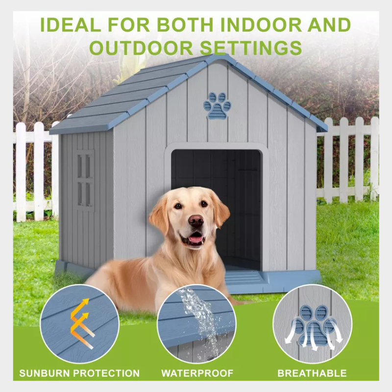 Dolonm Storm-Proof Outdoor Dog House: 2 Roof Vents, UV-Blocking PP Material, Ventilated Roof