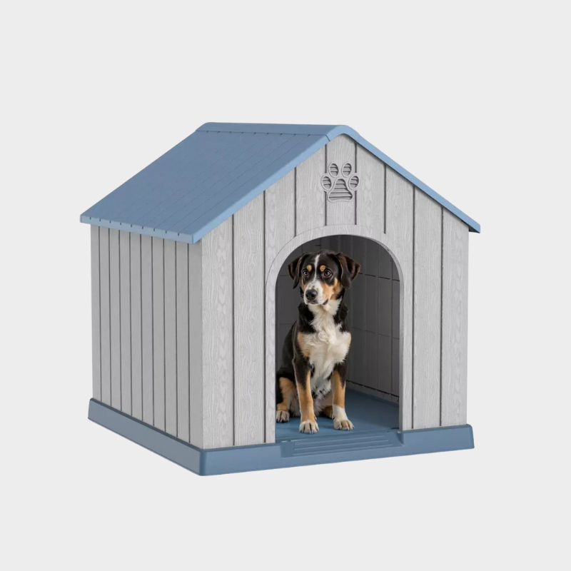 Dolonm pointed roof doghouse, made of PP material, waterproof and UV-resistant, with 2 ventilation Windows