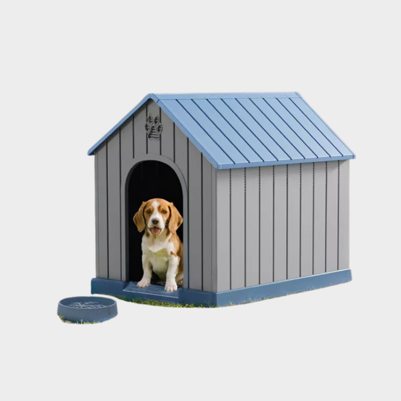 Dolonm pointed roof doghouse, made of PP material, waterproof and UV-resistant, with 2 ventilation Windows