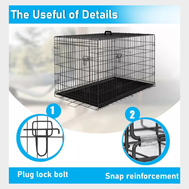 BestMassage 24/30/36/42/48 Inch Dog Crate Dog Cage Dog Kennel with Double Door Removable Tray & Handle Indoor Outdoor Pet Crate