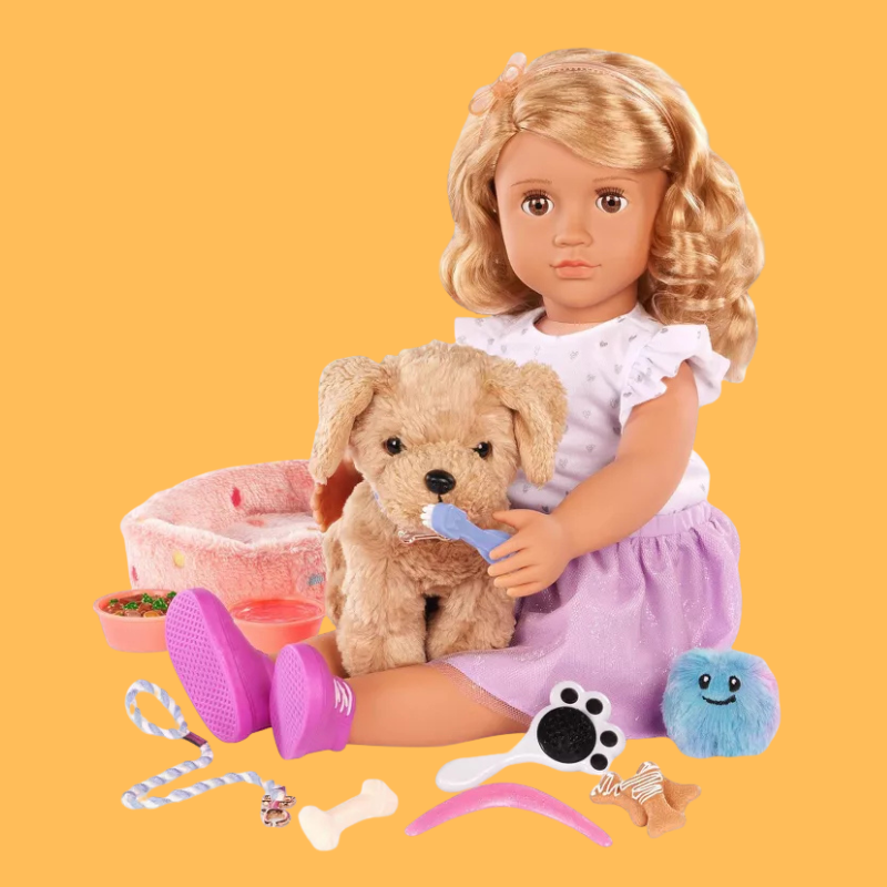Our Generation Puppy Care & Play Set Pet Bed Accessories for 18" Dolls
