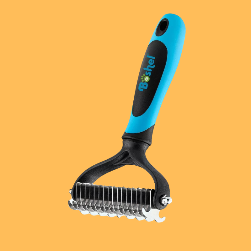 BOSHEL Undercoat Rake For Dogs - Premium Double Sided Dog Grooming Brush - Dog Deshedding Brush - Dematting Comb For Dogs