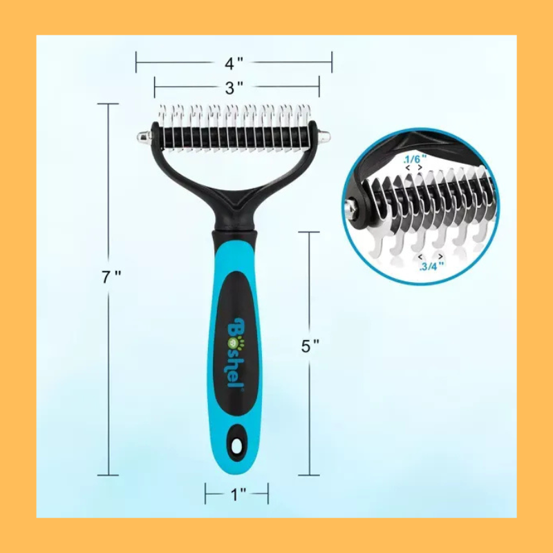 BOSHEL Undercoat Rake For Dogs - Premium Double Sided Dog Grooming Brush - Dog Deshedding Brush - Dematting Comb For Dogs