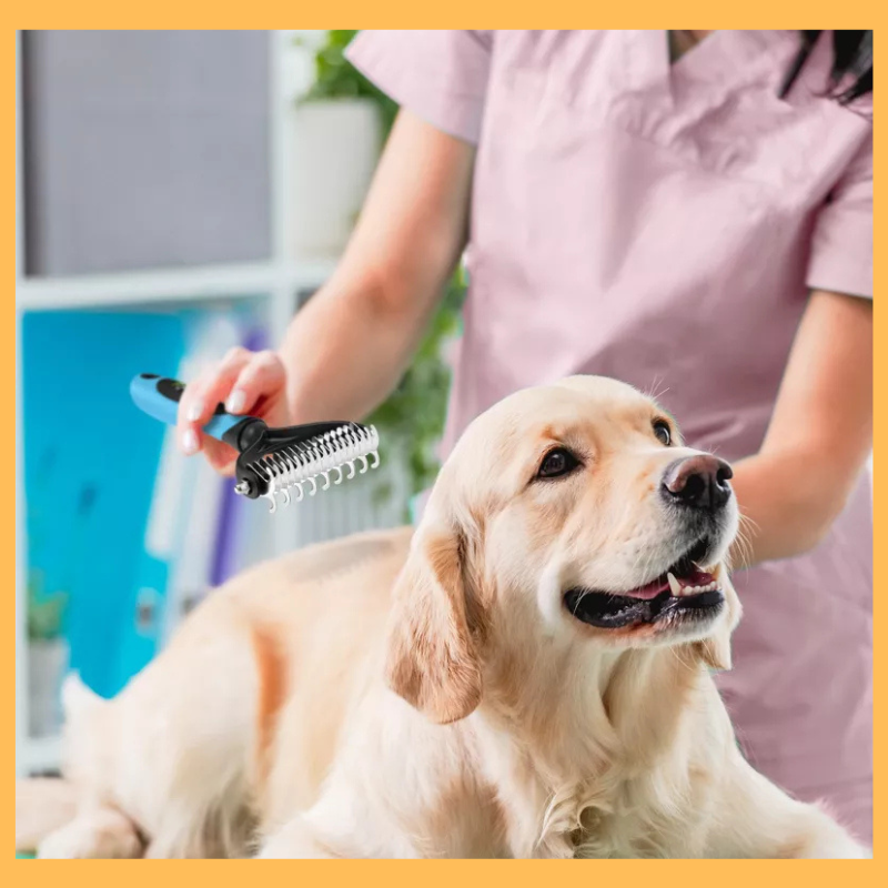 BOSHEL Undercoat Rake For Dogs - Premium Double Sided Dog Grooming Brush - Dog Deshedding Brush - Dematting Comb For Dogs