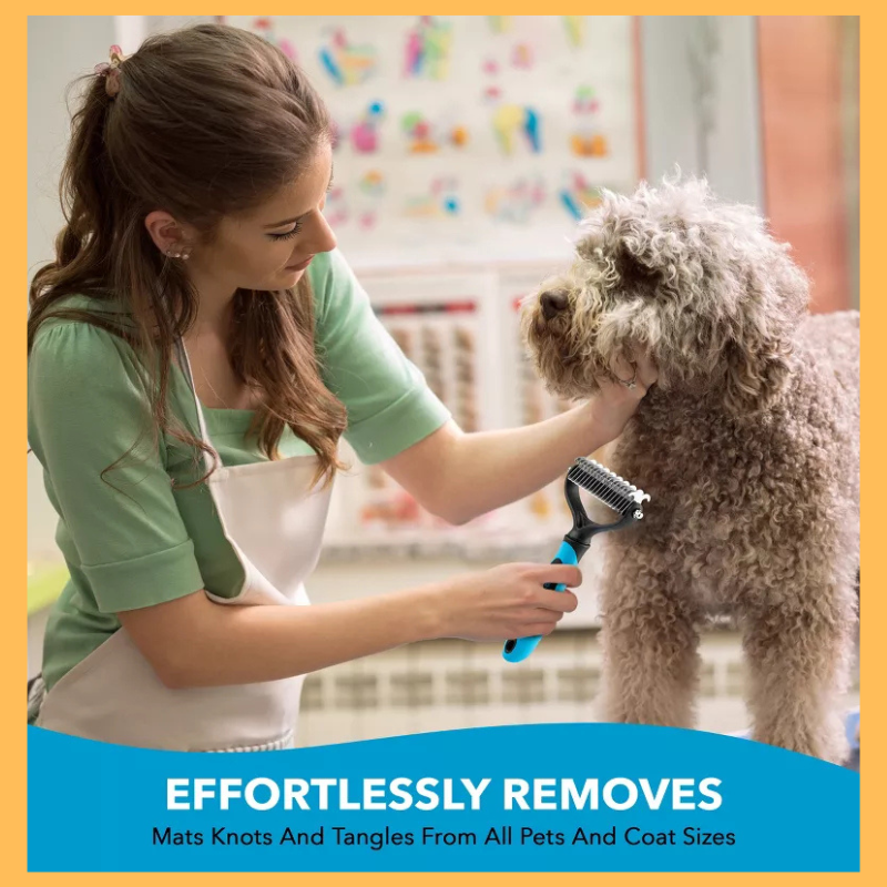 BOSHEL Undercoat Rake For Dogs - Premium Double Sided Dog Grooming Brush - Dog Deshedding Brush - Dematting Comb For Dogs