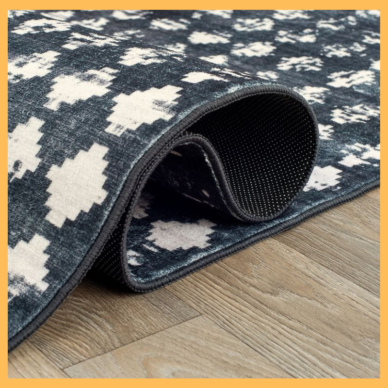 World Rug Gallery Geometric Distressed Abstract Washable Non Slip Indoor Area Rug: Low Pile, Stain & Fade Resistant, Pet Friendly