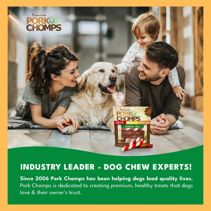Pork Chomps Assorted Flavors Twist Chewy Treats Dog Treats - 17oz/12ct