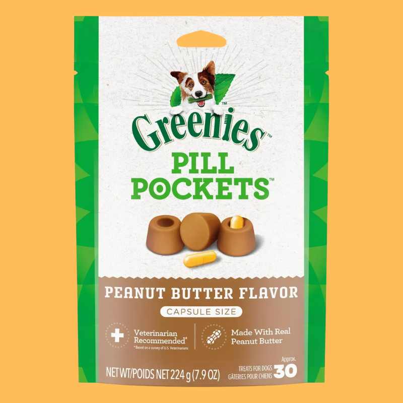 Greenies Chewy Dog Pill Pockets Peanut Butter Capsule Size Dog Treats
