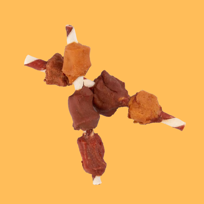 Good 'n' Fun Triple Flavor Kabobs Long Lasting Rawhide with Chicken, Beef and Pork Flavor Dog Treats