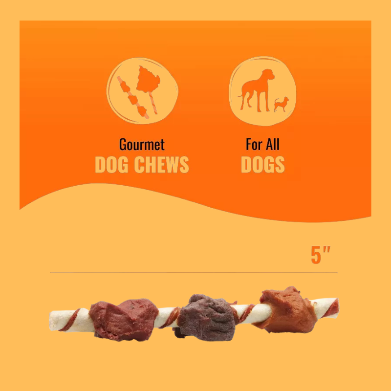 Good 'n' Fun Triple Flavor Kabobs Long Lasting Rawhide with Chicken, Beef and Pork Flavor Dog Treats