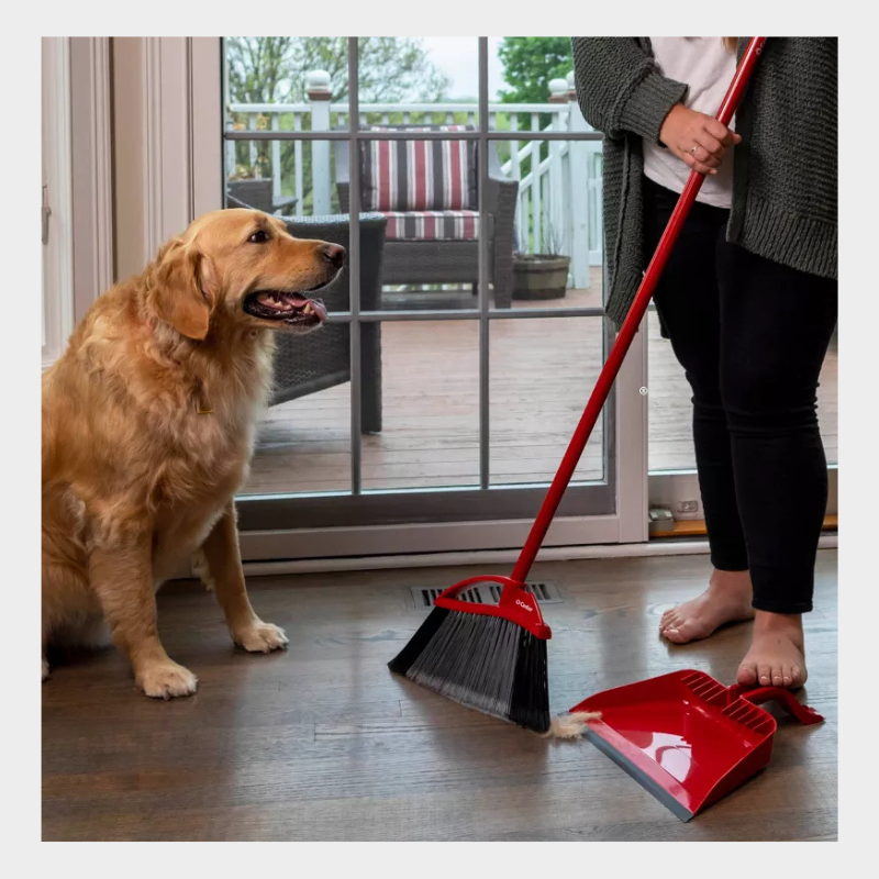 O-Cedar PowerCorner Pet Pro Broom with Step-On Dustpan