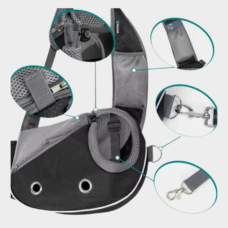PetAmi Dog Sling Carrier, Puppy Purse Traveling Carrying Bag to Wear, Cat Adjustable Crossbody Travel Pet Pouch