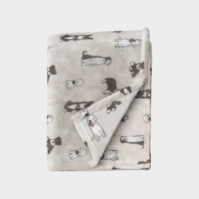 Novelty Recycled Printed Dogs Plush Throw Blanket