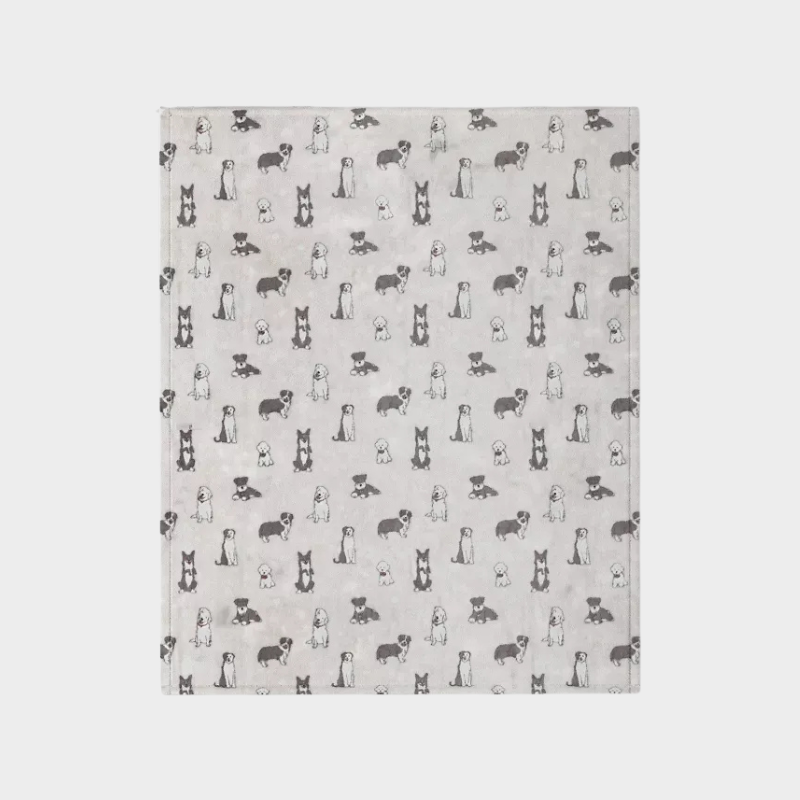 Novelty Recycled Printed Dogs Plush Throw Blanket