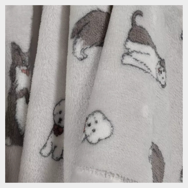 Novelty Recycled Printed Dogs Plush Throw Blanket