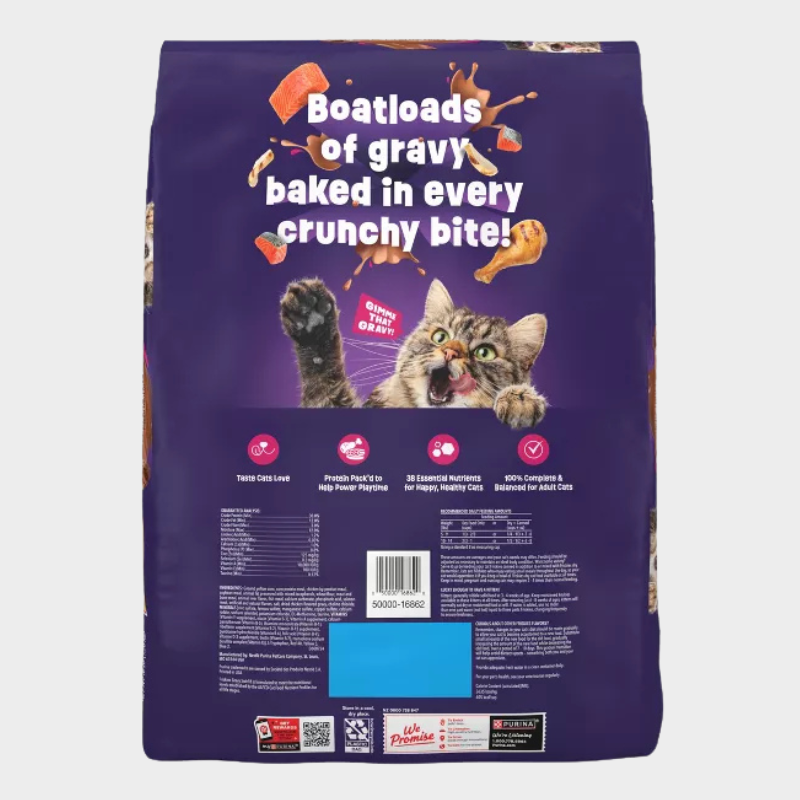 Purina Friskies Gravy Swirlers with Flavors of Chicken, Salmon & Gravy Adult Complete & Balanced Dry Cat Food