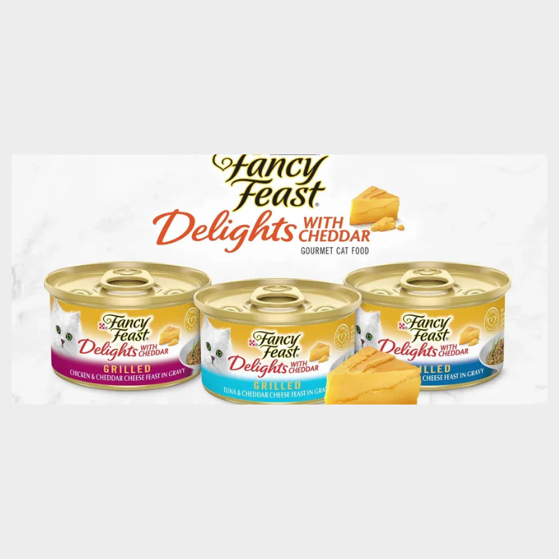 Purina Fancy Feast Delights Variety Pack Chicken,Turkey, Fish and Cheddar Flavor Wet Cat Food Cans - 3oz/24ct