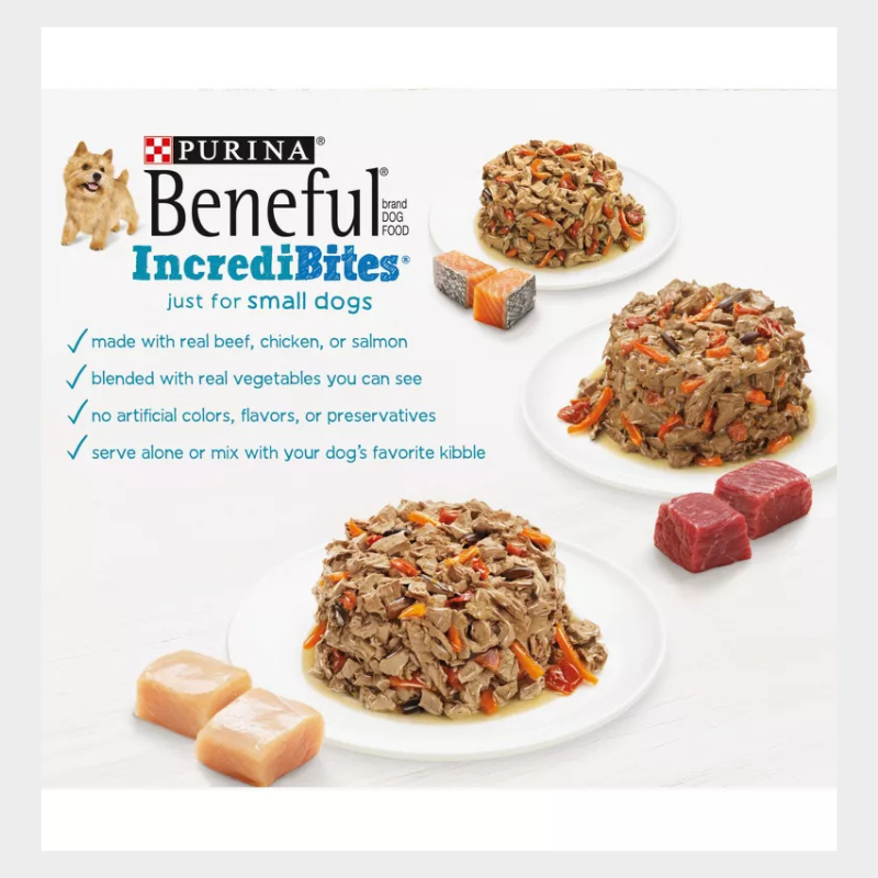 Purina Beneful IncrediBites Chicken, Beef & Salmon Recipes Small Dogs Wet Dog Food - 3oz/12ct Variety Pack