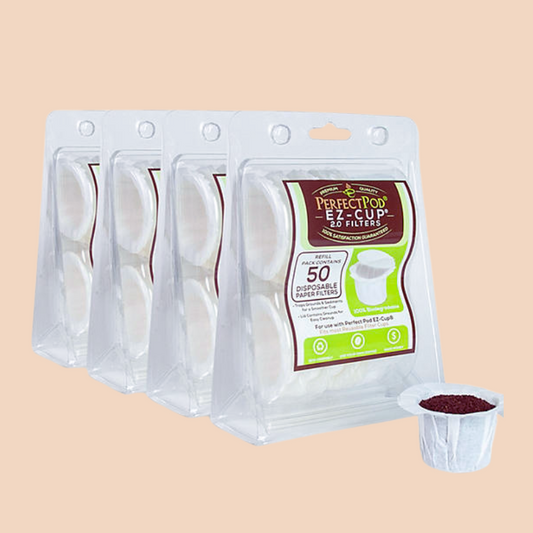 Perfect Pod EZ-Cup 2.0 Filters Disposable 100% Biodegradable Single Serve Paper Coffee Filters, 200 Ct