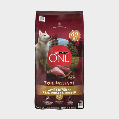 Purina ONE SmartBlend True Instinct Real Turkey & Venison, Adult Dry Dog Food, 40 lbs.