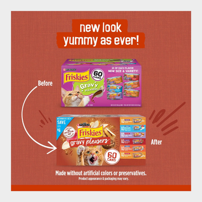 Purina Friskies Gravy Pleasers Variety Pack, Adult Wet Cat Food, 5.5 oz., 60 ct.