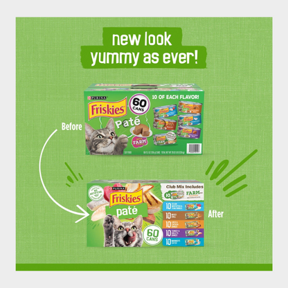 Purina Friskies Variety Pack, Adult Pate Wet Cat Food, 5.5 oz., 60 ct.