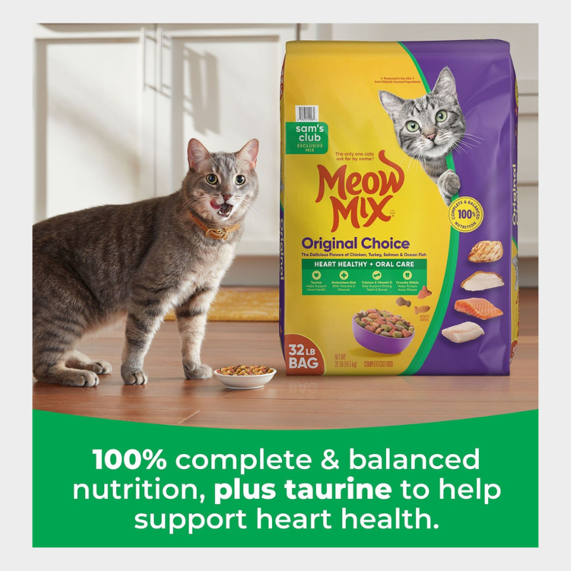 Meow Mix, Original Choice Flavor Adult Dry Cat Food, Heart Healthy & Oral Care Formula, 32 lbs.