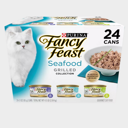 Purina Fancy Feast Variety Pack Fish, Seafood, Tuna and Salmon Flavor Gravy Wet Cat Food Cans - 3oz/24ct