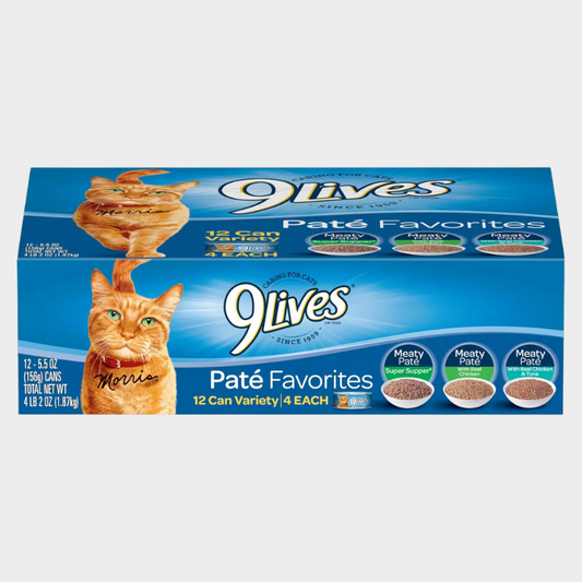 9Lives Paté Favorites Chicken & Tuna Wet Cat Food - 5.5oz/12ct Variety Pack